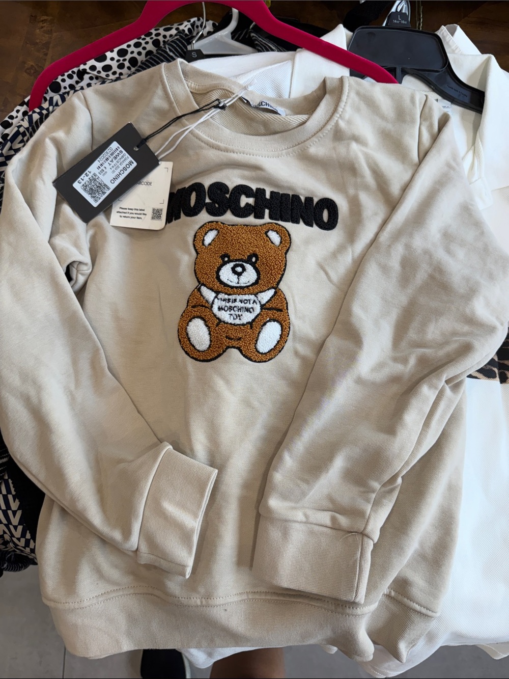 Kids Beige Teddy Bear Logo Pajama Top